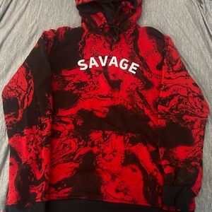 Savage Red and Black Graphic Hoodie